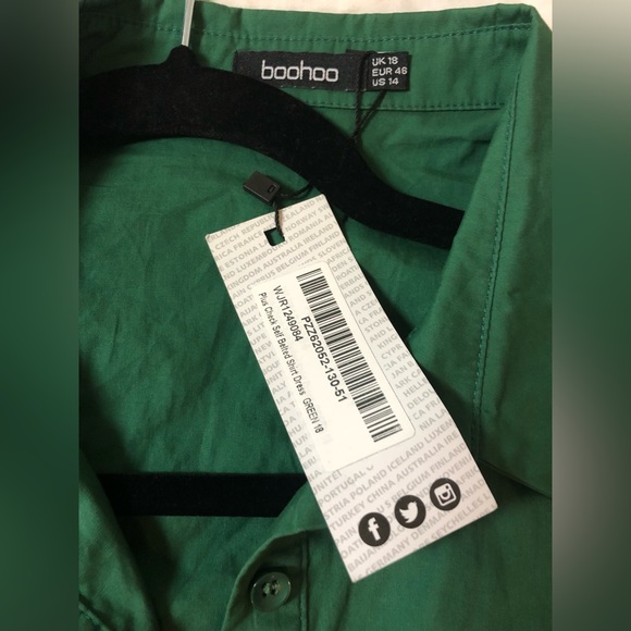 BOOHOO PLUS CHECK SELF BELTED SHIRT DRESS SIZE: 14 - Picture 4 of 9